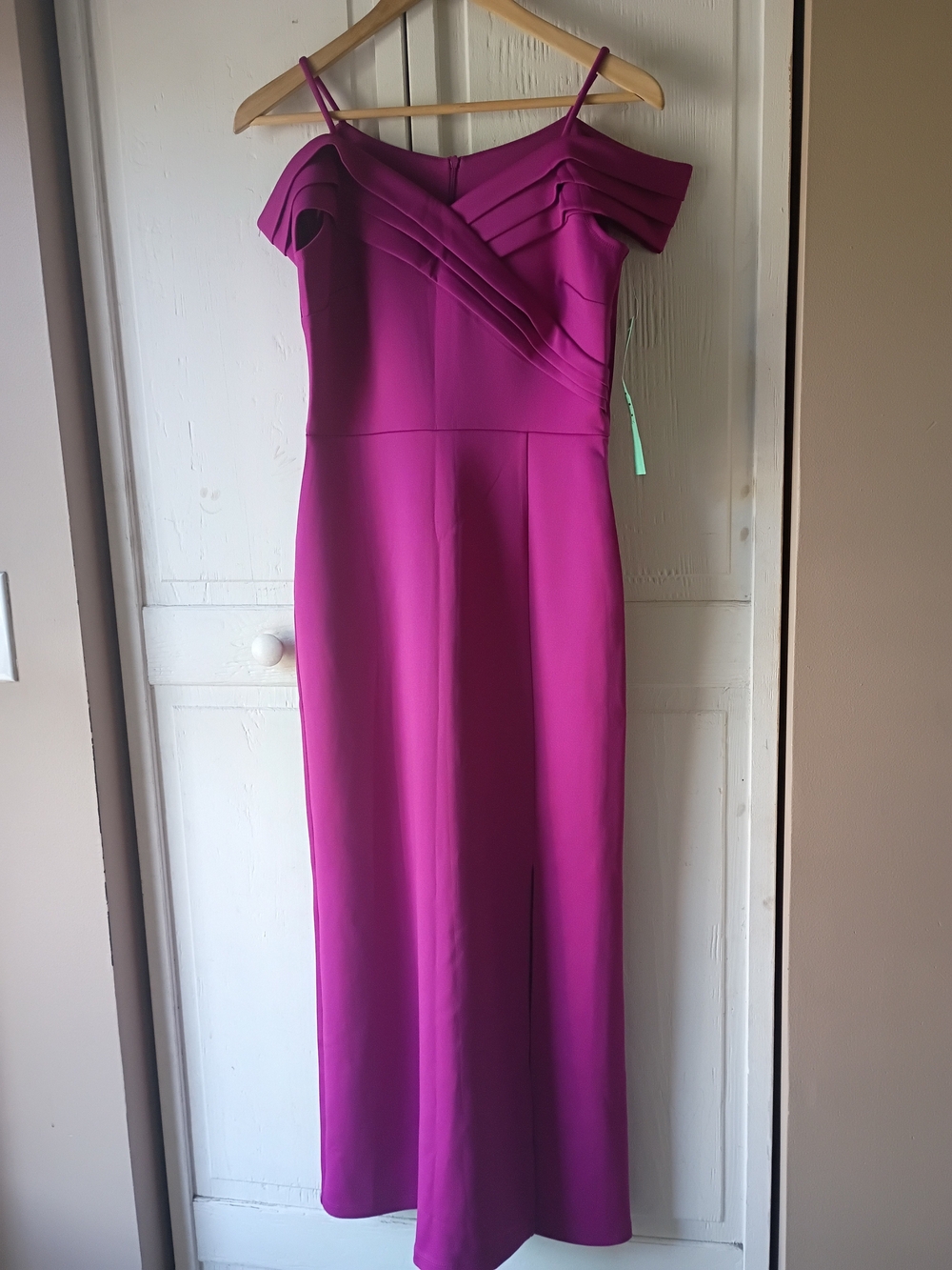 Alexa B. Nites Off-Shoulder Fuchsia Evening Dress Petite.